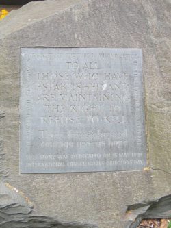 Conscientious Objector memorial in Tavistock Square Gardens, London — dedicated on 15 May 1994.